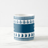 キャプテン航海のネームいかりボートネイビーストライプズ コーヒーマグカップ (中央)