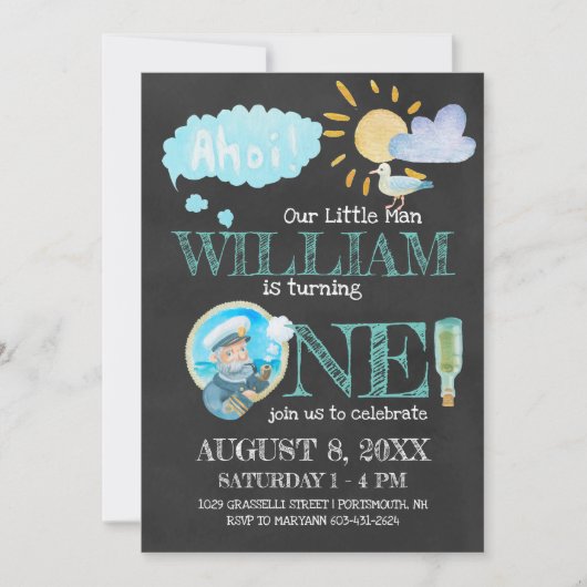 キャプテン航海のファースト誕生日パーティーの招待 招待状 (正面)