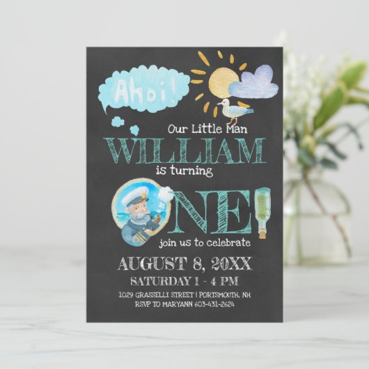 キャプテン航海のファースト誕生日パーティーの招待 招待状 (スタンド正面)