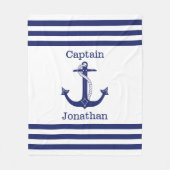 キャプテン航海のブルーいかり追加の名前 フリースブランケット (正面)