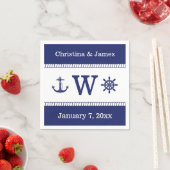 キャプテン航海のホイールいかり名前の追加モノグラム スタンダードカクテルナプキン (インサイチュ)