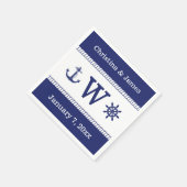 キャプテン航海のホイールいかり名前の追加モノグラム スタンダードカクテルナプキン (角)