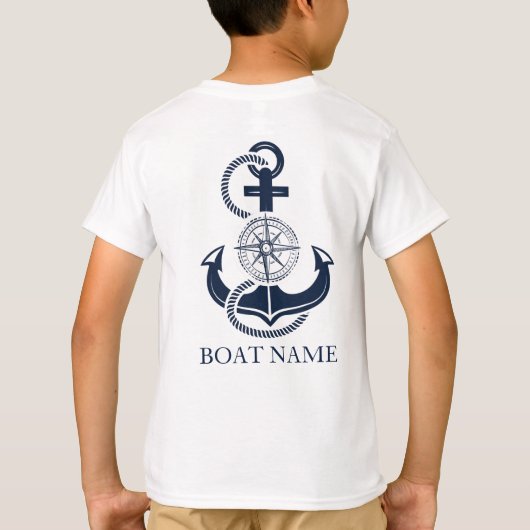 キャプテン航海のボートネームブルーいかり Tシャツ (裏面)