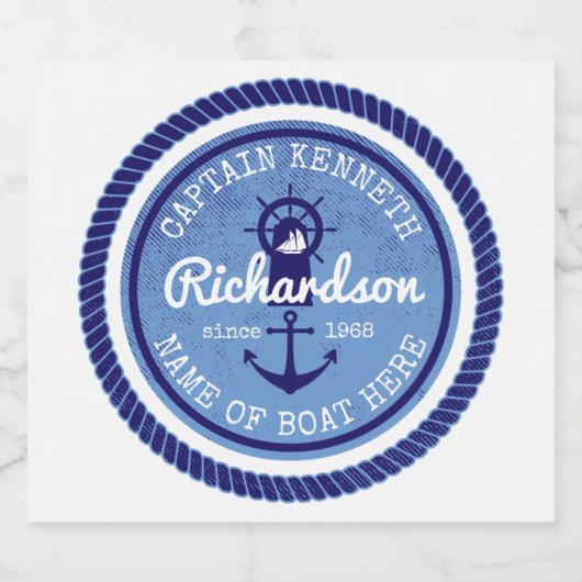 キャプテン航海のヴィンテージいかりヘルムボート ビールラベル (シングルラベル)