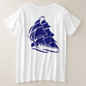 キャプテン セイルボート アンカー 海洋デザイン プラスサイズTシャツ (デザイン裏面)