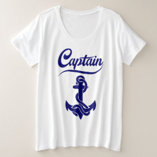 キャプテン セイルボート アンカー 海洋デザイン プラスサイズTシャツ