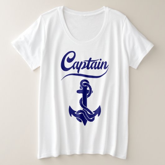 キャプテン セイルボート アンカー 海洋デザイン プラスサイズTシャツ (デザイン正面)