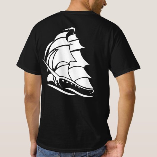 キャプテン セイルボート アンカー 海洋デザイン Tシャツ (裏面)