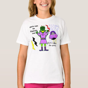 キャプテン・ゾーイ 女子も船長になれる ピンクの宇宙船 Tシャツ
