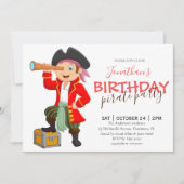 キャプテン・パイレーツパーティー少年の誕生日の招待状 案内状 (正面)