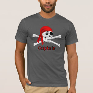キャプテン·ピレート·スカル&ボーンズ·メンズ·ブラックTシャツ Tシャツ