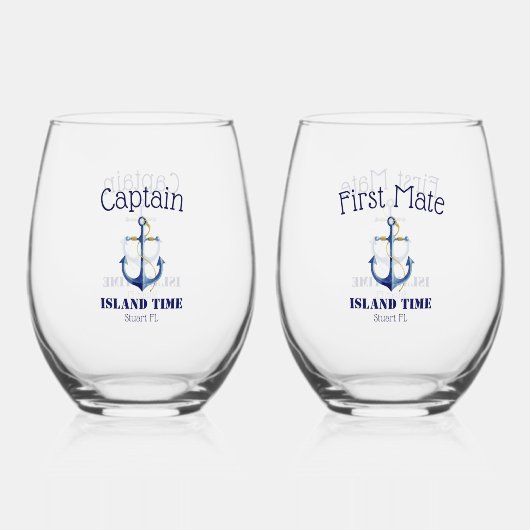 キャプテン&ファースト航海のメ結婚イトのカップル ステムなしワイングラス (裏面)