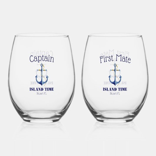 キャプテン&ファースト航海のメ結婚イトのカップル ステムなしワイングラス (正面)