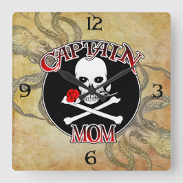 キャプテン・ママ – 深いに受け入れ スクエア壁時計