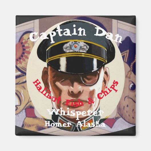 キャプテンDan魚のウィットティエ・アラスカ マグネット (正面)