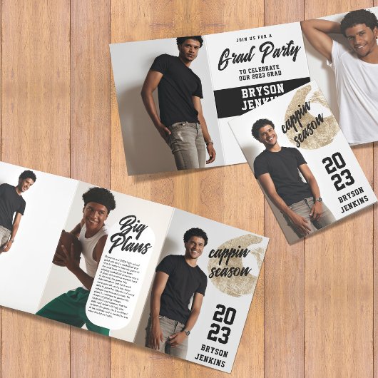 キャプピンシーズン男らし卒業招待状 三つ折りプログラム