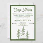 キャプモダン素朴ンバチェロレッテ旅程グリーン 招待状 (正面)