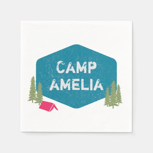 キャプユニークン名パーソナライズされた誕生日パーティーピンク スタンダードカクテルナプキン (正面)