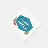 キャプユニークン名パーソナライズされた誕生日パーティーピンク スタンダードカクテルナプキン (角)