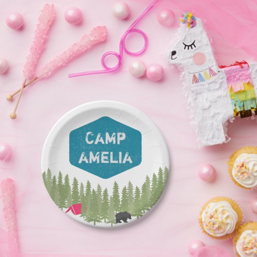 キャプユニークン名パーソナライズされた誕生日パーティーピンク ペーパープレート (パーティー)