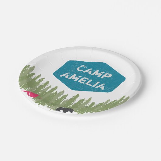 キャプユニークン名パーソナライズされた誕生日パーティーピンク ペーパープレート (アングル)