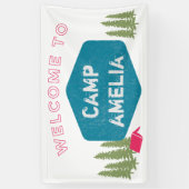 キャプユニークン名パーソナライズされた誕生日パーティーピンク 横断幕 (縦)