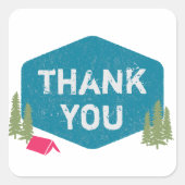 キャプユニークン誕生日サンキューピンク スクエアシール (正面)