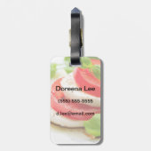 キャプレスサラダ。トマトとモッツァレラの切り身 ラゲッジタグ (裏面縦)