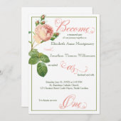 キャベツの花のカリグラフィー スクリプト キリスト教式の招待状 招待状 (正面/裏面)