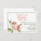 キャベツの花のスクリプト結婚式返信カード 出欠カード (正面/裏面)