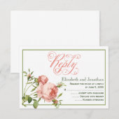 キャベツの花のスクリプト 結婚式 返信カード (正面/裏面)