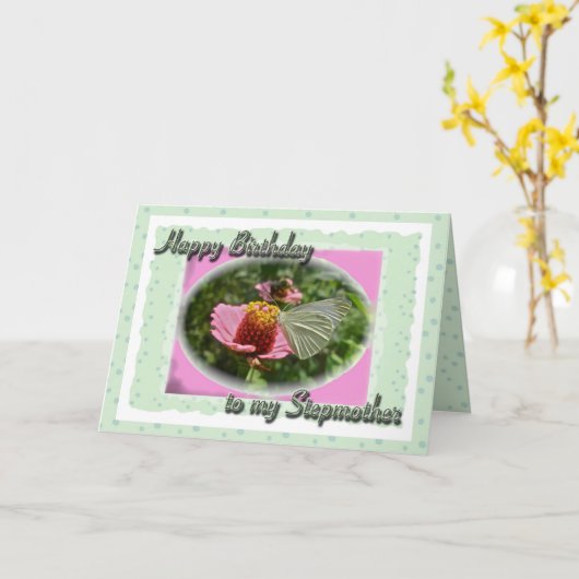 キャベツバタフライステップマザー誕生日カード カード (黄色い花)