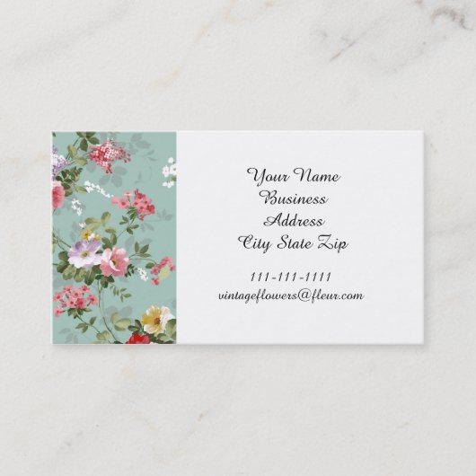 キャベツバラオン淡い色のブルー 名刺 (正面)