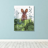 キャベツパッチに入ったウサギ キャンバスプリント (インサイチュ (ウッドフロア))
