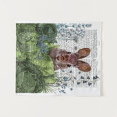 キャベツパッチに入ったウサギ タペストリー (正面(横))