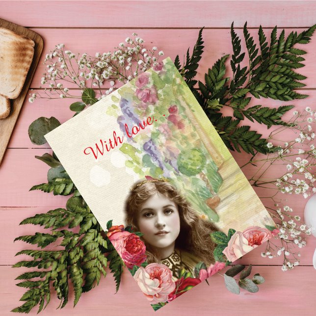 キャベツビクトリアンバラ女性フローラグリーティングカード (クリエイターアップロード済み)