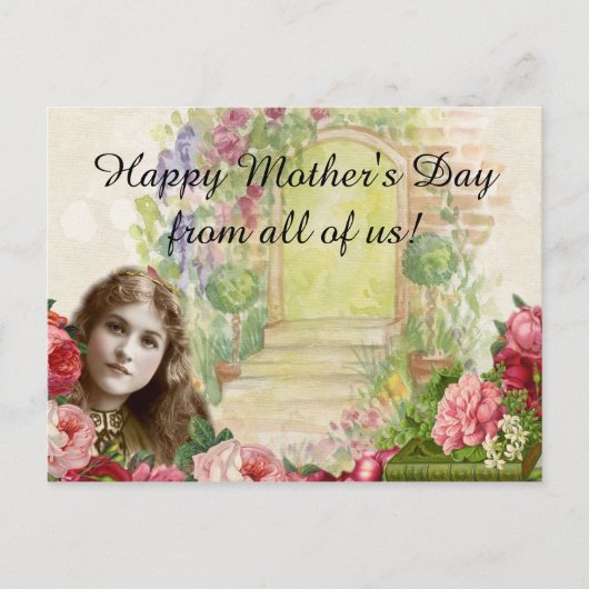 キャベツビクトリアンバラ女性フローラドア ポストカード (正面)