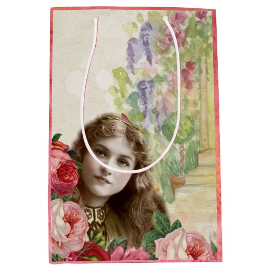 キャベツビクトリアンバラ女性フローラ抱き枕 ミディアムペーパーバッグ (正面)