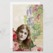 キャベツビクトリアンバラ女性フローラ文房具 便箋 (正面/裏面)