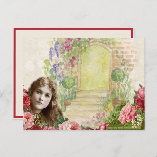 キャベツビクトリアンバラ女性フローラ ポストカード (正面/裏面)