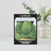 キャベツヴィンテージ種子パケット野菜の葉の緑 ポストカード (スタンド正面)