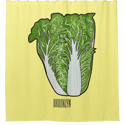 キャベツ中国のマンガイラストレーション シャワーカーテン (正面)