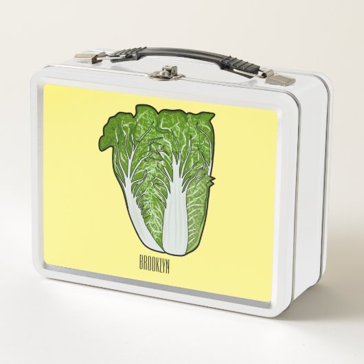 キャベツ中国のマンガイラストレーション メタルランチボックス (正面)