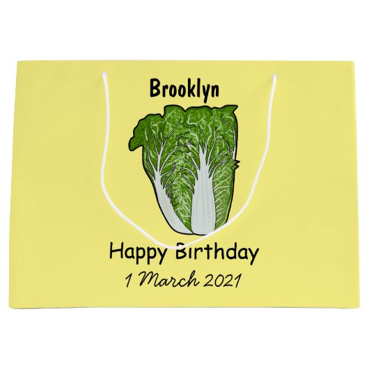 キャベツ中国のマンガイラストレーション ラージペーパーバッグ (正面)