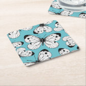 キャベツ蝶のパターン スクエアペーパーコースター (アングル)