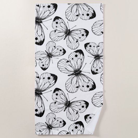 キャベツ蝶のパターン ビーチタオル (正面)