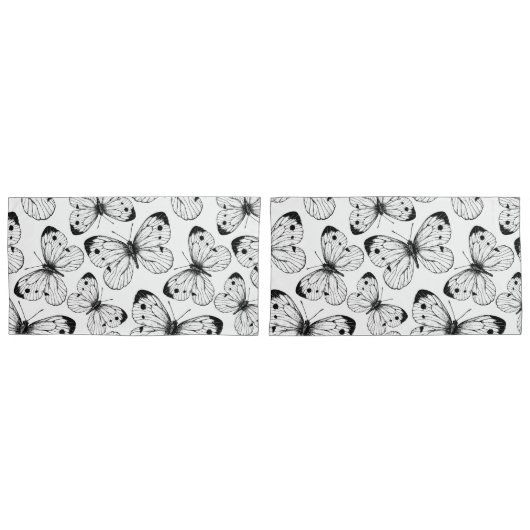 キャベツ蝶のパターン 枕カバー (正面-セット)