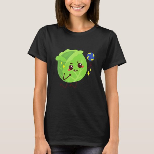 キャベツ遊のバレーボール野菜 Tシャツ (正面)