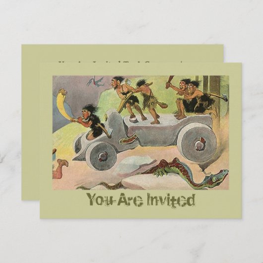 キャベメンケーブマンズホリデー狩りトリップ招待状 招待状 (正面/裏面)