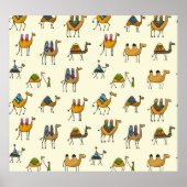 キャメルキャラバン装飾シームレスパターン ポスター (正面)